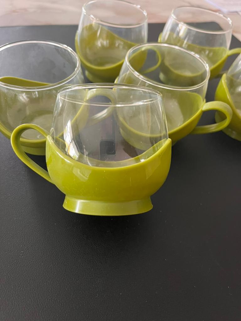 Vintage nieuw Melitta theeglazen groen, Glas of Glazen, Nieuw, Ophalen of Verzenden, Glas