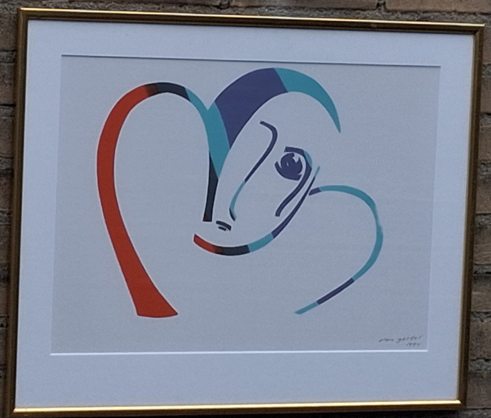 Van Gestel. Abstract Amour.  1994. Zeefdruk. 63/50 cm., Zeefdruk, Gesigneerd, Abstract, Ophalen
