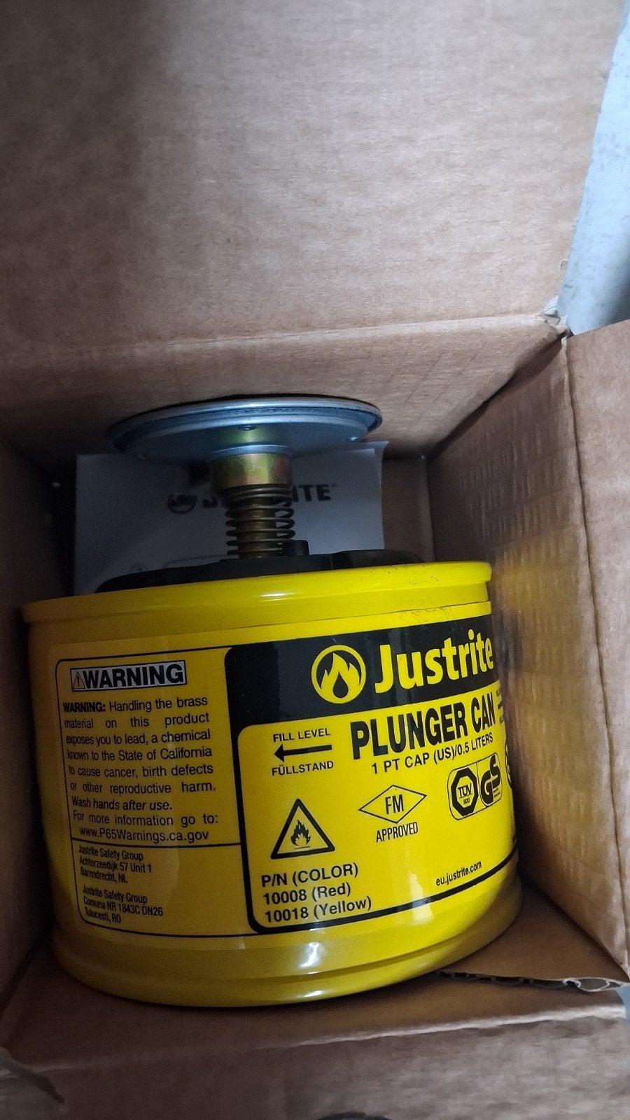 Justrite plunjerkan, Ophalen, Nieuw