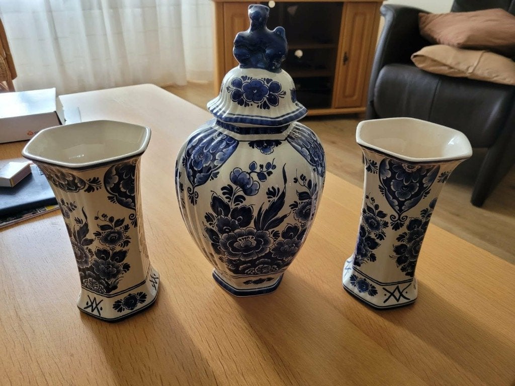 Te koop een Delftsblauwe kaststel, Huis en Inrichting, Ophalen, Gebruikt, Blauw, Steen/keramiek