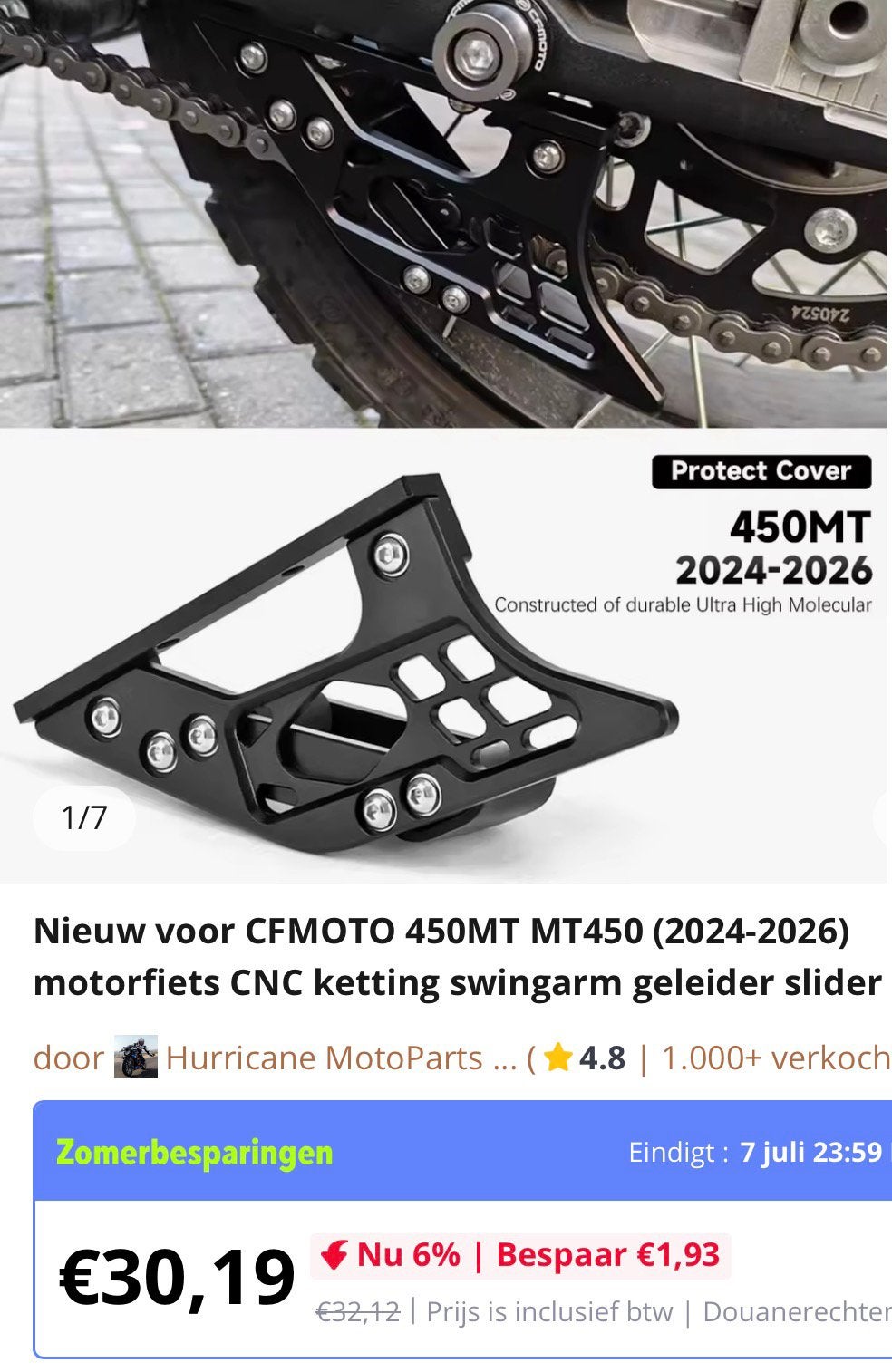 Ketting geleider 450MT cf moto, Ophalen of Verzenden, Nieuw
