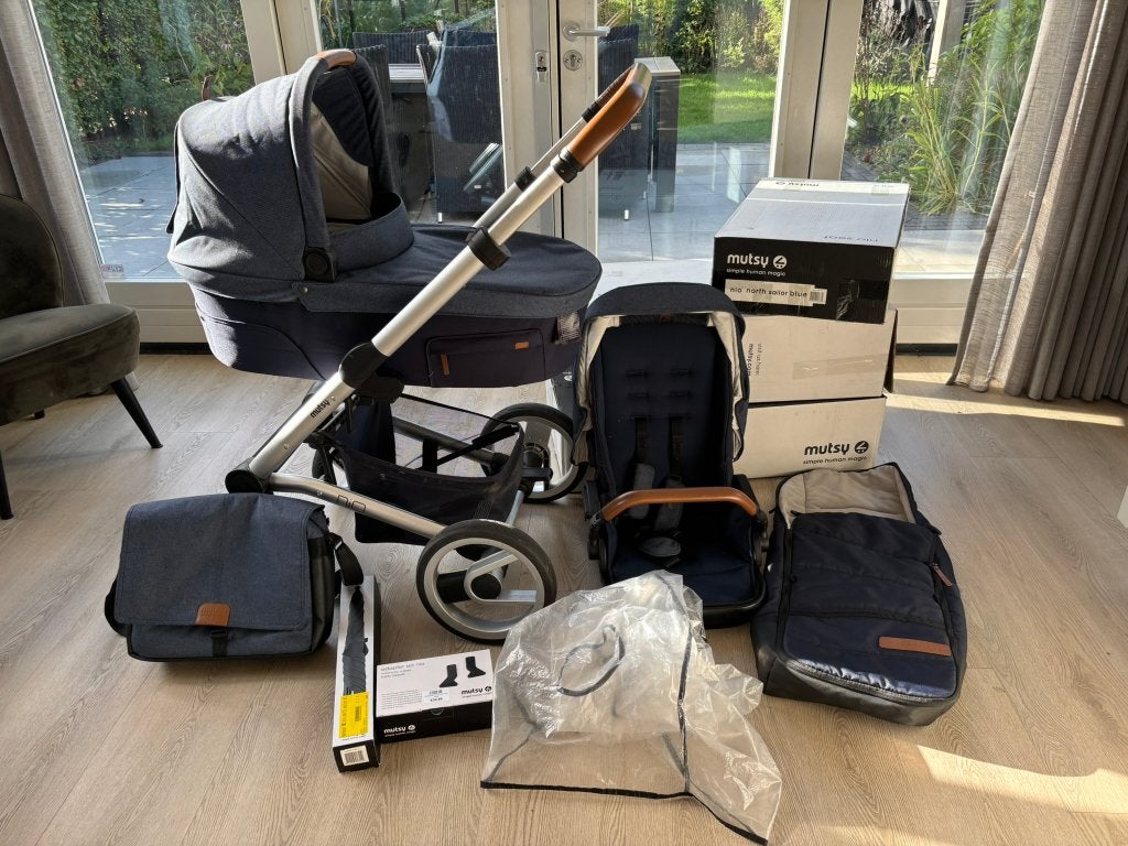 Kinderwagen Mutsy Nio North sailor blue, Kinderen en Baby's, Kinderwagens en Combinaties, Ophalen, Gebruikt, Verstelbare duwstang