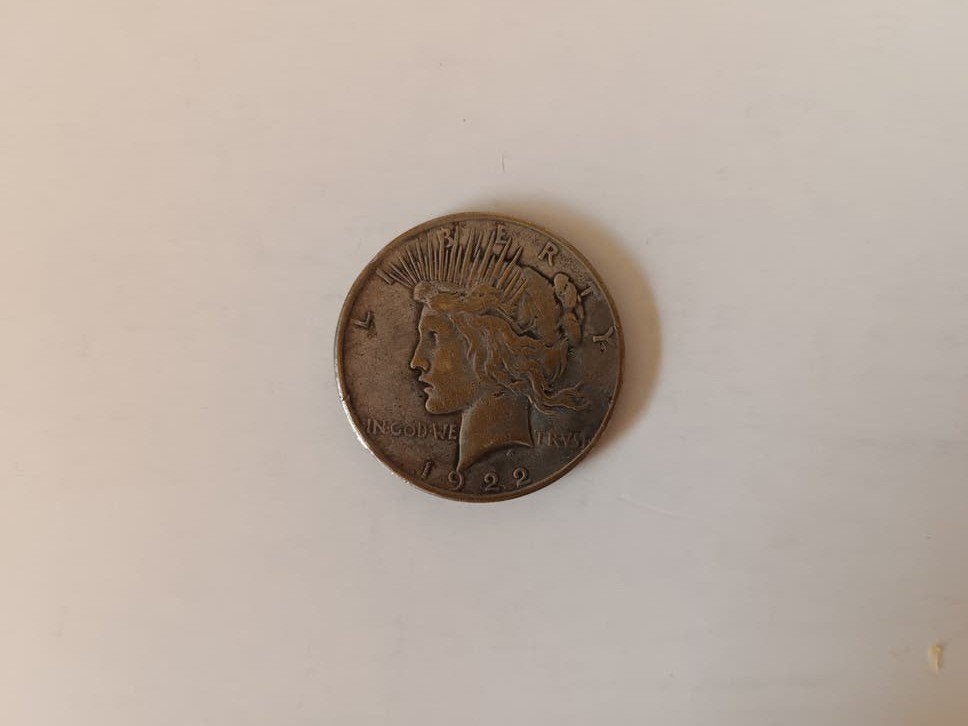 1922 Peace Dollar Munt - Harvey Dent/The Dark Knight, Ophalen of Verzenden, Noord-Amerika, Losse munt