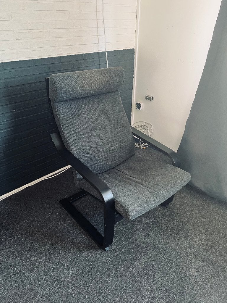 Relaxstoel - stof - zwart/grijs, Huis en Inrichting, Ophalen, Hout, Gebruikt, 75 tot 100 cm