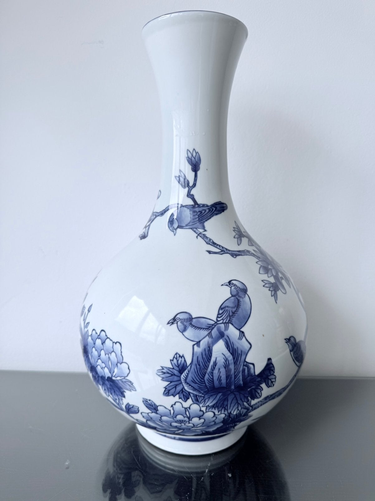 Grote vaas Chinees wit blauw van Rocaflor stijl Pols Potten, Ophalen of Verzenden, Zo goed als nieuw, Wit, Steen/keramiek