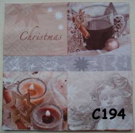 Servetten decoupage/bullet journal – kerst C194x, Verzenden, Nieuw