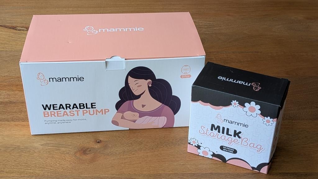 Mammie Draagbare Dubbele Borstkolf + Melk Opslagbox, Ophalen of Verzenden, Zo goed als nieuw, Borstkolf