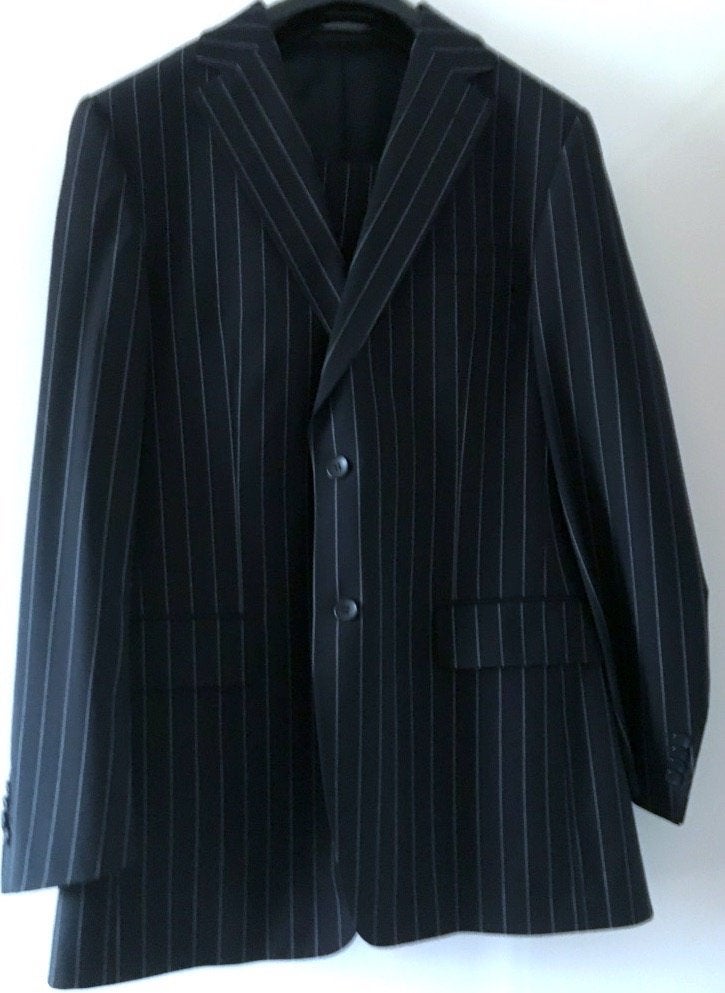 Donkerbl. kostuum krijtstreepje Tailor & Son Maat 50 (91) Nw, Kleding | Heren, Kostuums en Colberts, Tailor & Son, Nieuw, Ophalen of Verzenden