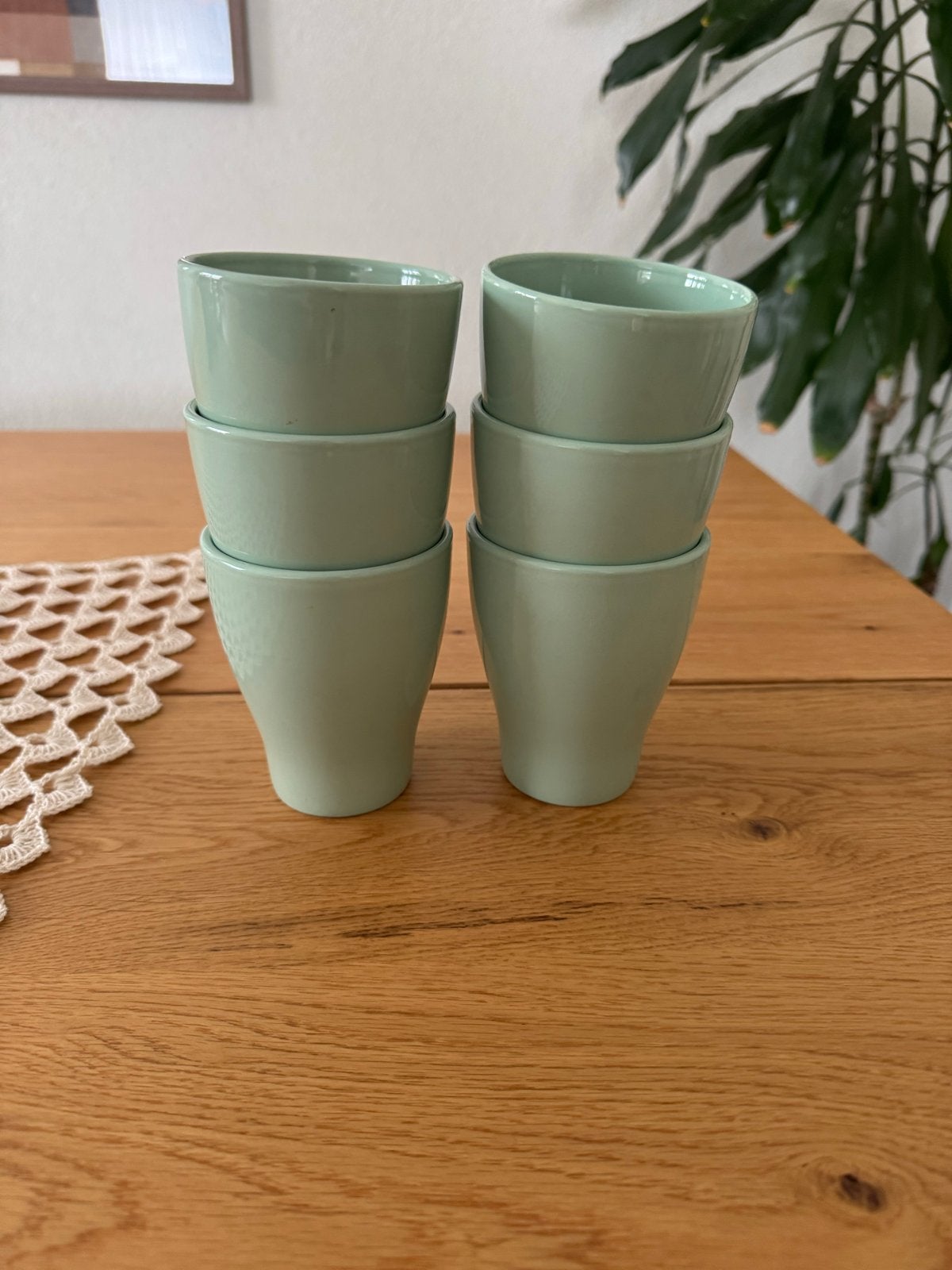 Set van 6 IKEA mokken - lichtgroen, Huis en Inrichting, Keramiek, IKEA, Zo goed als nieuw, Modern