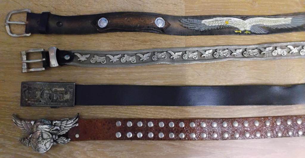 Vintage Buckle Riemen Leer/Metaal Eagle/Motor/Dollar, Losse buckle of gesp, Verzenden, Gedragen, Echt leder