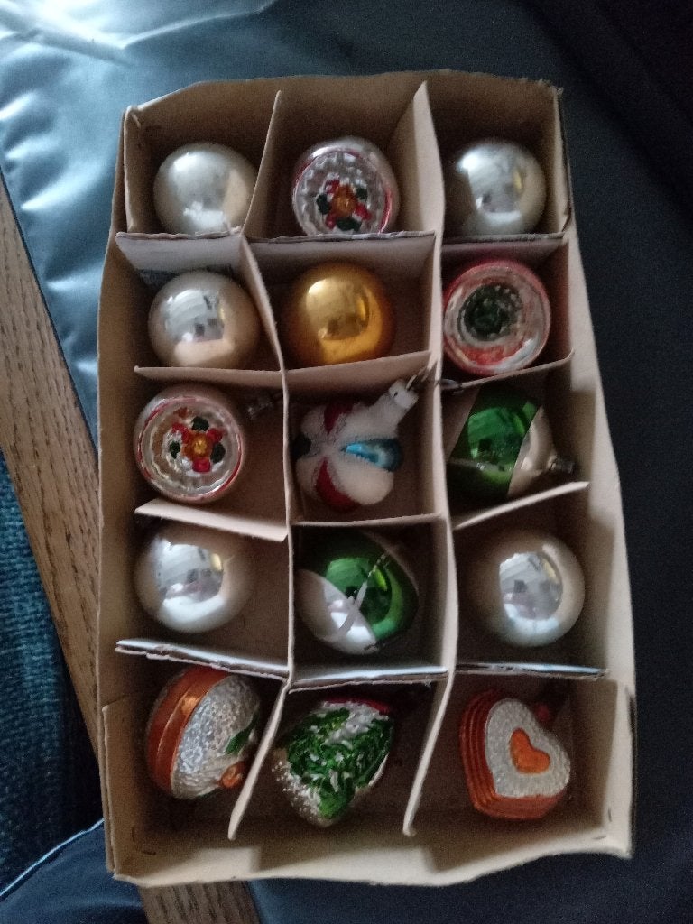 doos nr 22 antieke-oude kerstballen , alles glas, Ophalen of Verzenden, Gebruikt