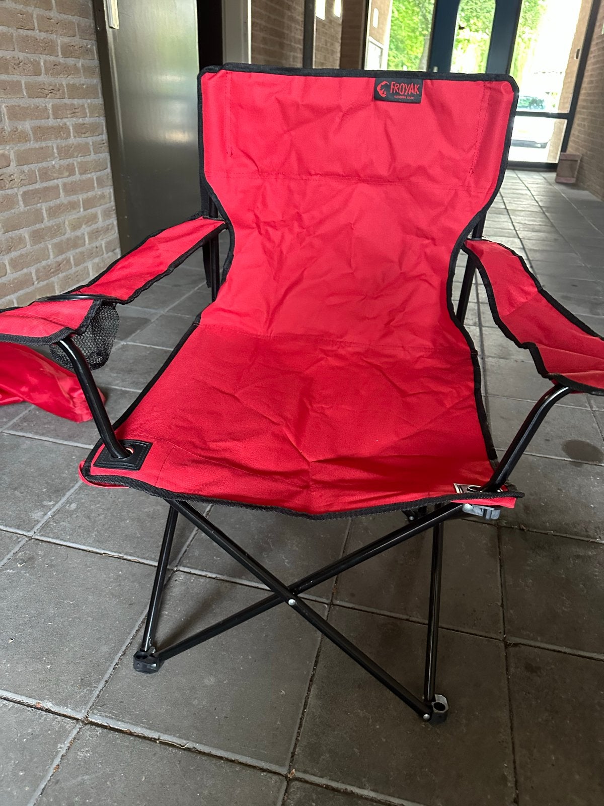 Froyak Campingstoel - Rood, Inklapbaar met Bekerhouder, Ophalen, Gebruikt, Campingstoel