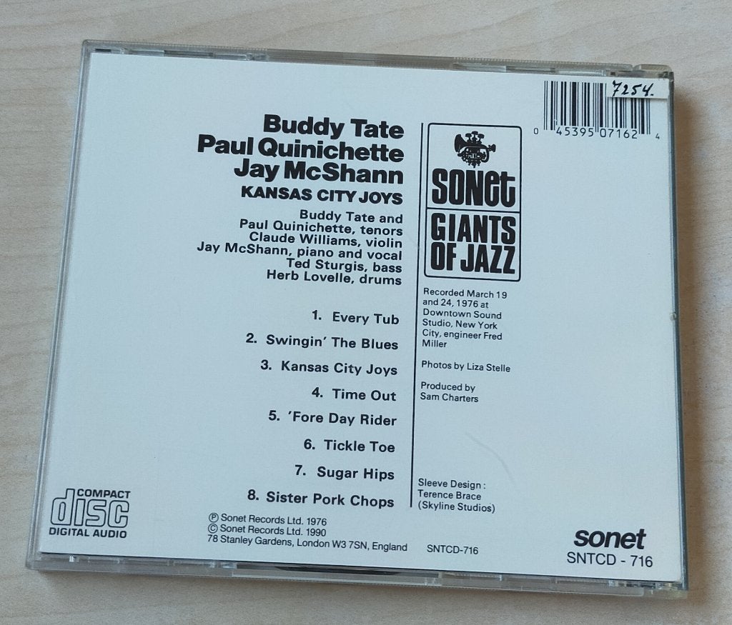 Buddy Tate Kansas City Joys CD Jay McShann Paul Quinichette, Ophalen of Verzenden, Zo goed als nieuw, Jazz