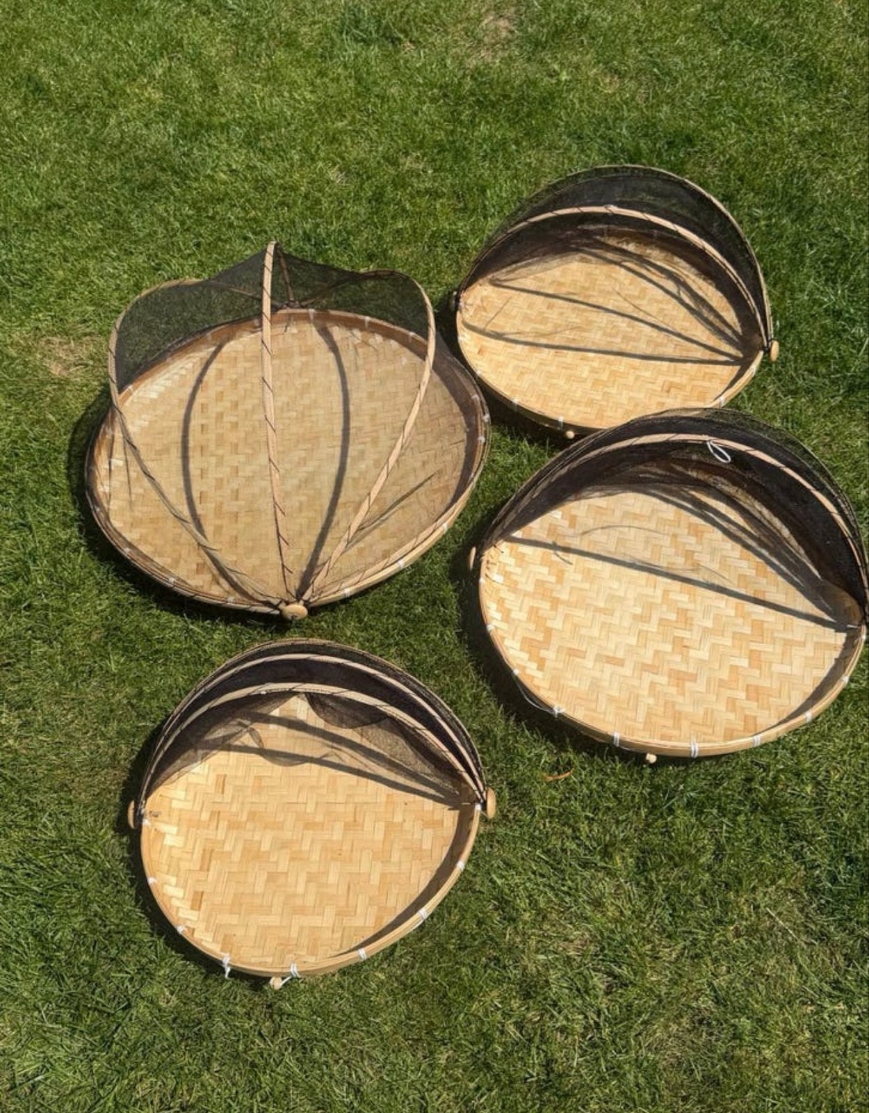Set van 4 bamboe voedselhoezen met net, Antiek en Kunst, Ophalen of Verzenden