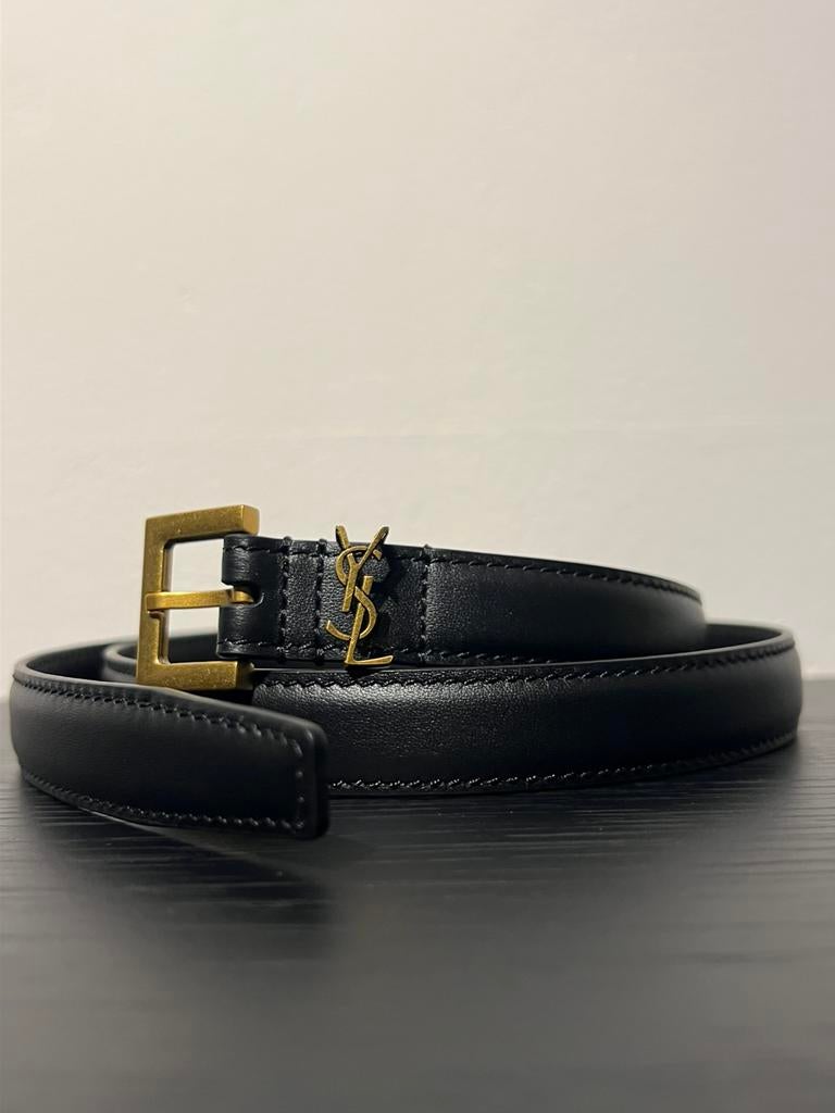 YSL Cassandre Belt 80cm-2cm, Verzenden, Zo goed als nieuw, Zwart, 80 tot 90 cm