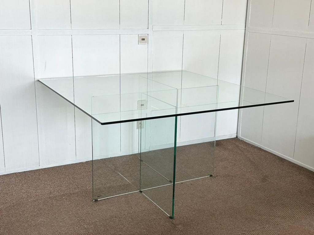 Vintage Glass Diningtable, Ophalen, Rond, Glas