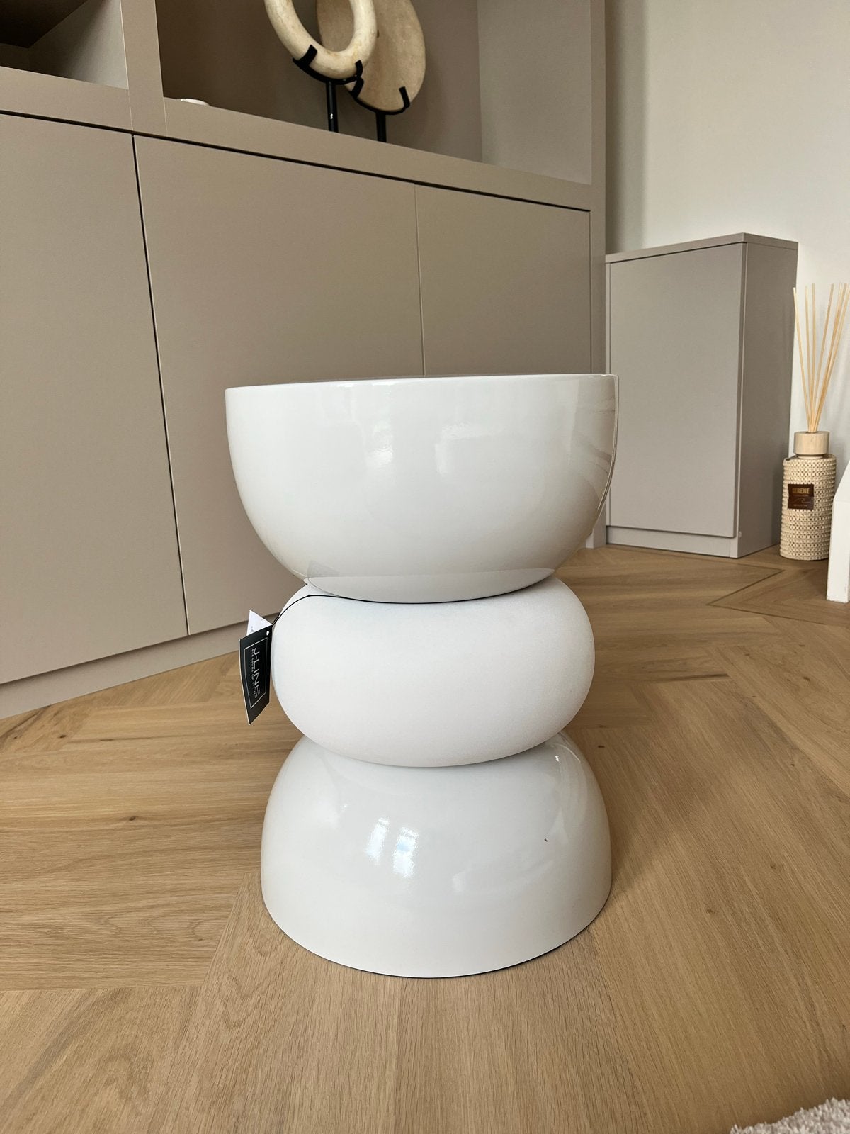 Bijzettafel Diabolo Beige Mat en Glans - J-Line, Minder dan 45 cm, Minder dan 55 cm, Metaal of Aluminium, Nieuw
