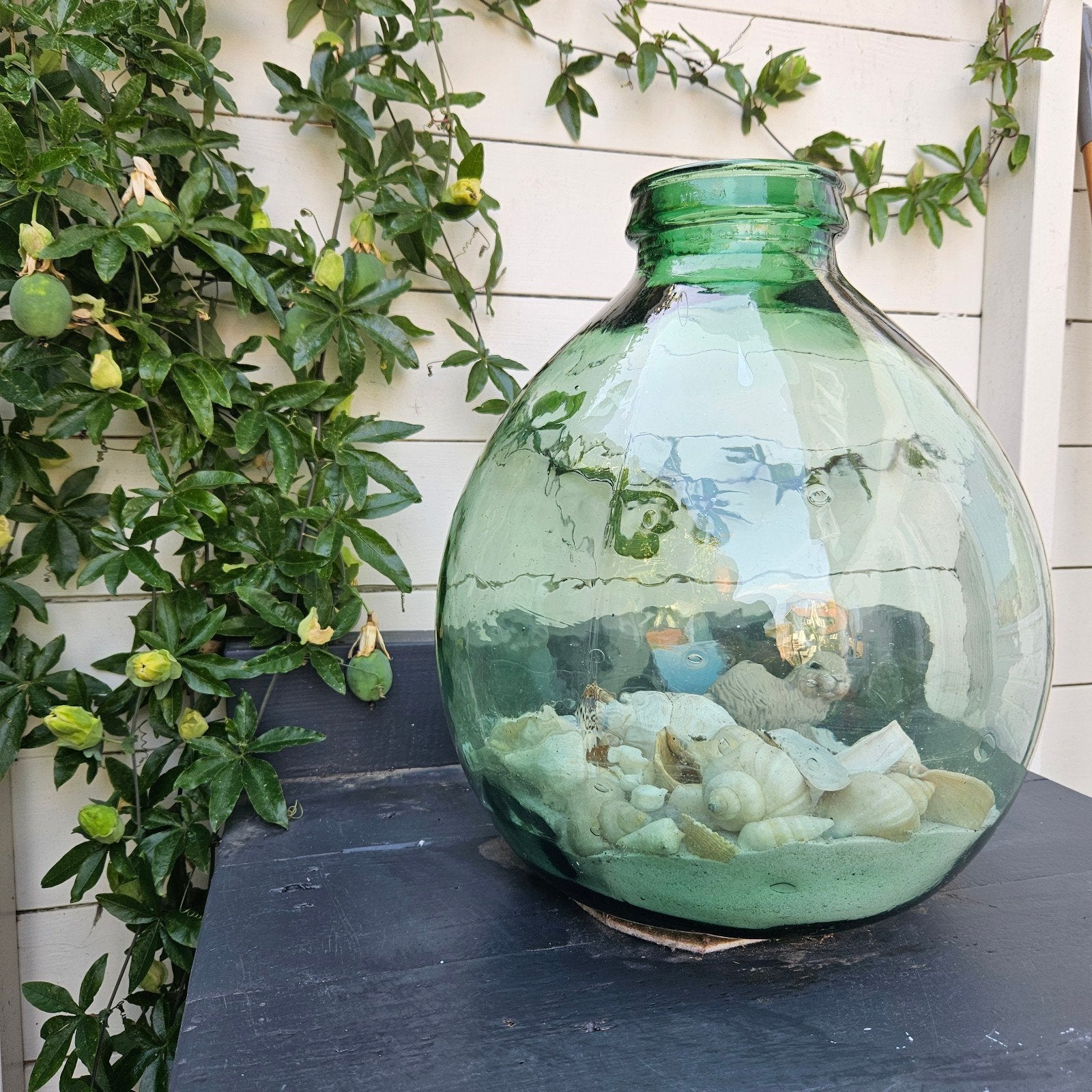 Brocante Gistfles Dame JeanneViresa SpaansVintage Glas groen, Ophalen, Zo goed als nieuw