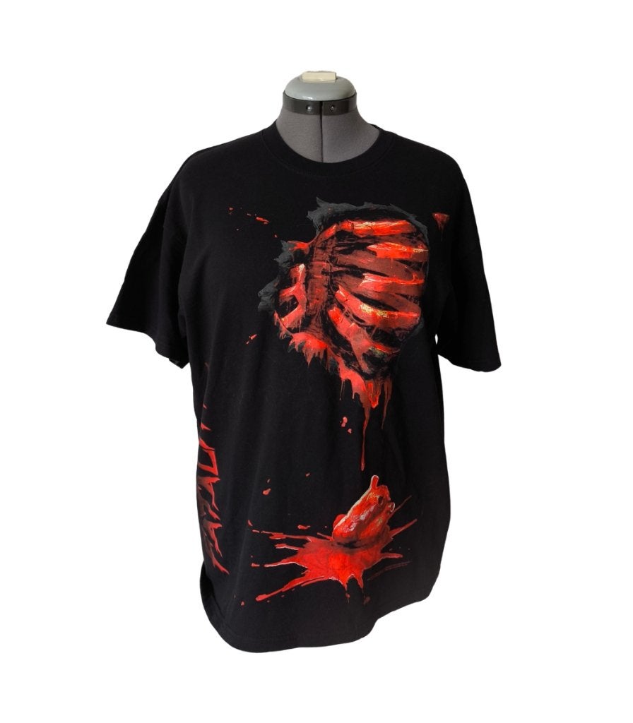 vintage mortal kombat bloody ribcage fatality t shirt, Fruit of the loom, Zwart, Maat 56/58 (XL), Ophalen of Verzenden