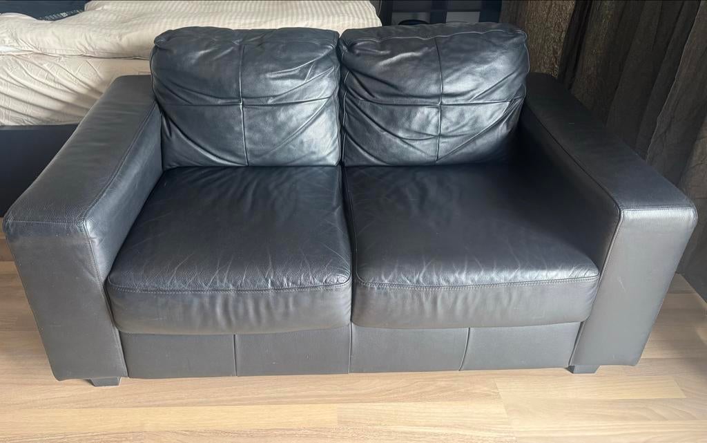 Ikea Skogaby 2-zitsbank zwart leer, Ophalen, Gebruikt, 150 tot 200 cm, Tweepersoons