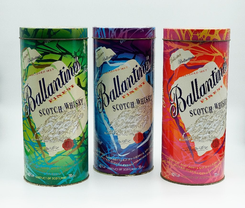 Ballantine's  Whisky blikken (leeg), Ophalen of Verzenden, Gebruikt, Overige
