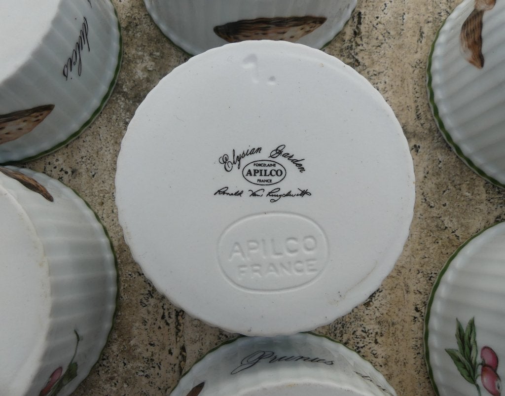 Apilco France Elysian Garden 7 Souffle Bakjes Casserole Dish, Huis en Inrichting, Overige merken, Vintage, Nieuw, Ophalen of Verzenden