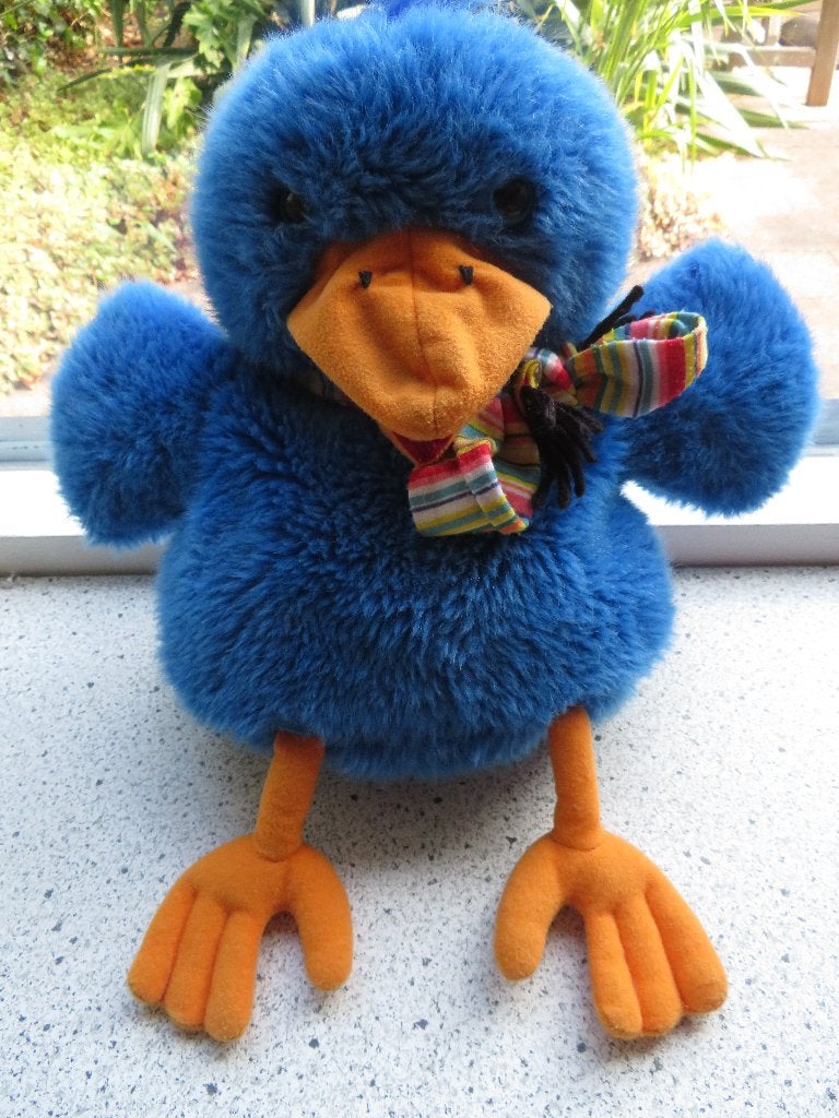 Handpop Raai de Kraai van Malmberg logeerknuffel vogel, Overige typen, Blauw, Ophalen of Verzenden, Middelgroot (20 tot 80 cm)