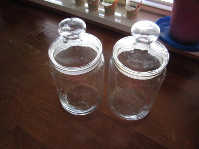 4 voorraad potten., Voorraadpot, Ophalen, Zo goed als nieuw, Glas