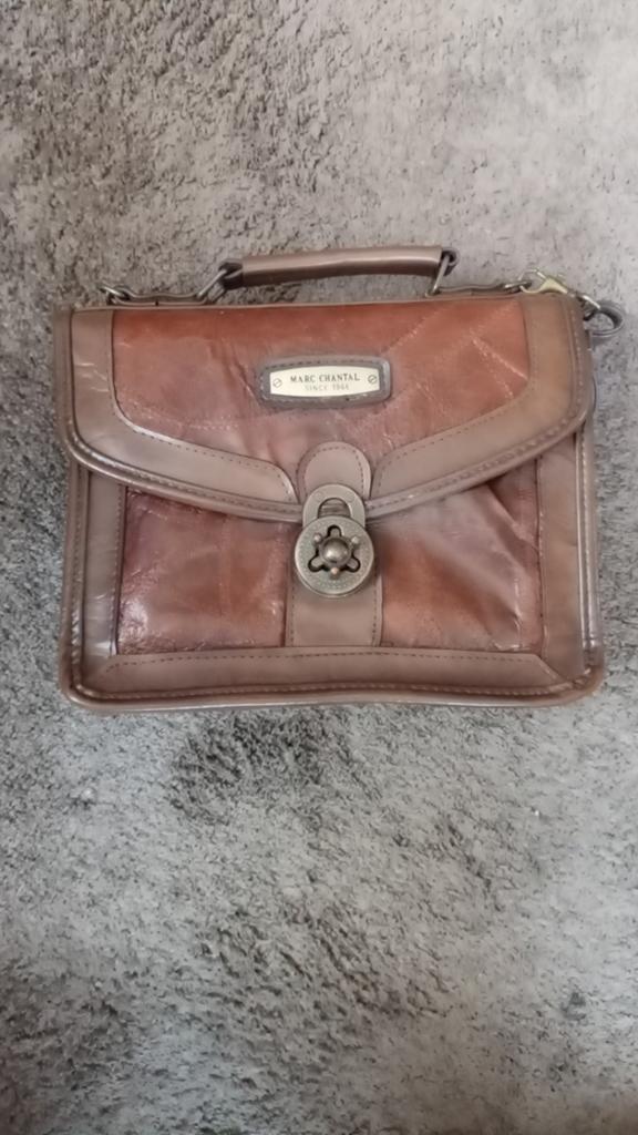 Marc Chantal Vintage Schoudertasje - Bruin Leer, Ophalen of Verzenden, Gebruikt, Bruin, Schoudertasje