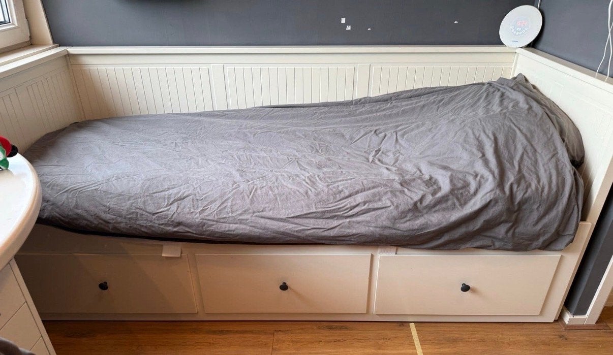 IKEA Hemnes Uitschuifbaar Bed met Lades, Ophalen, Wit, Tweepersoons, 80 cm