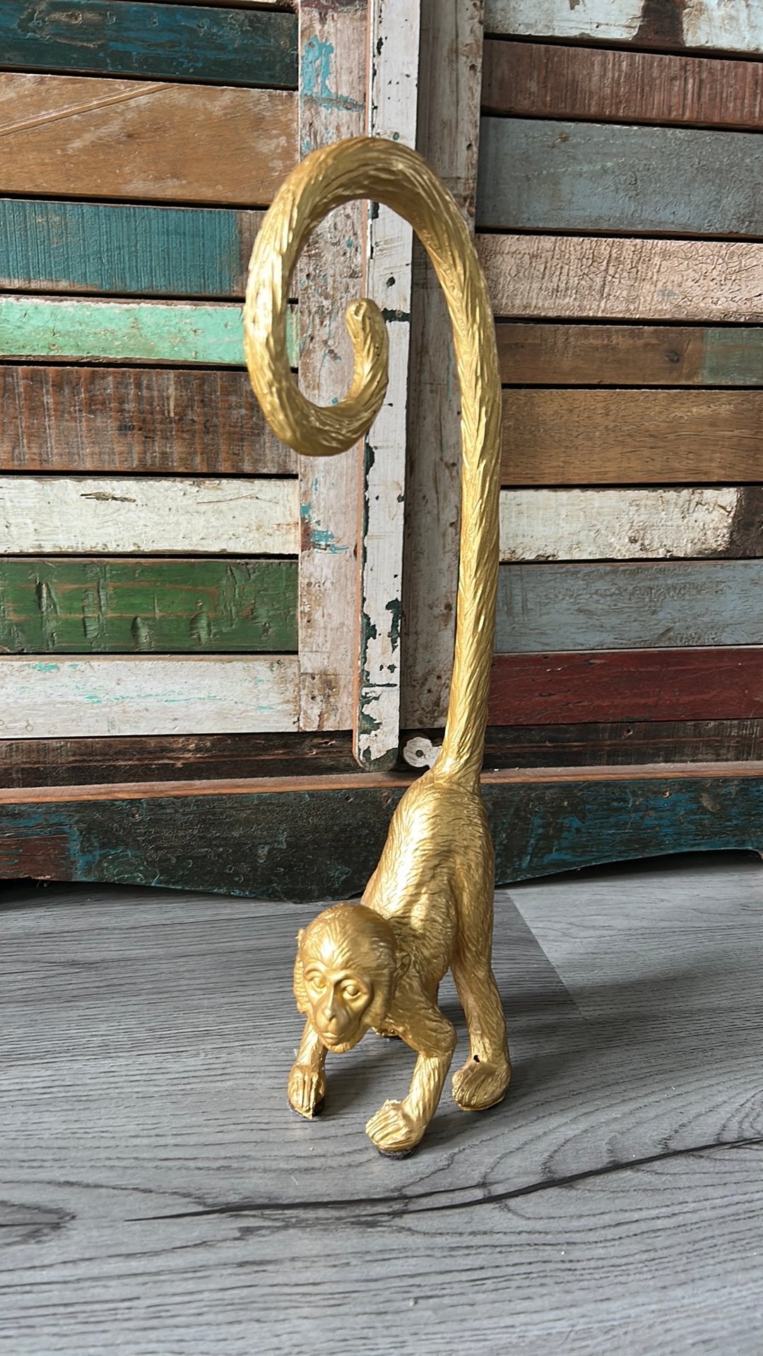 Gouden deco aap 46 cm hoog, Verzamelen, Ophalen, Zo goed als nieuw, Dier
