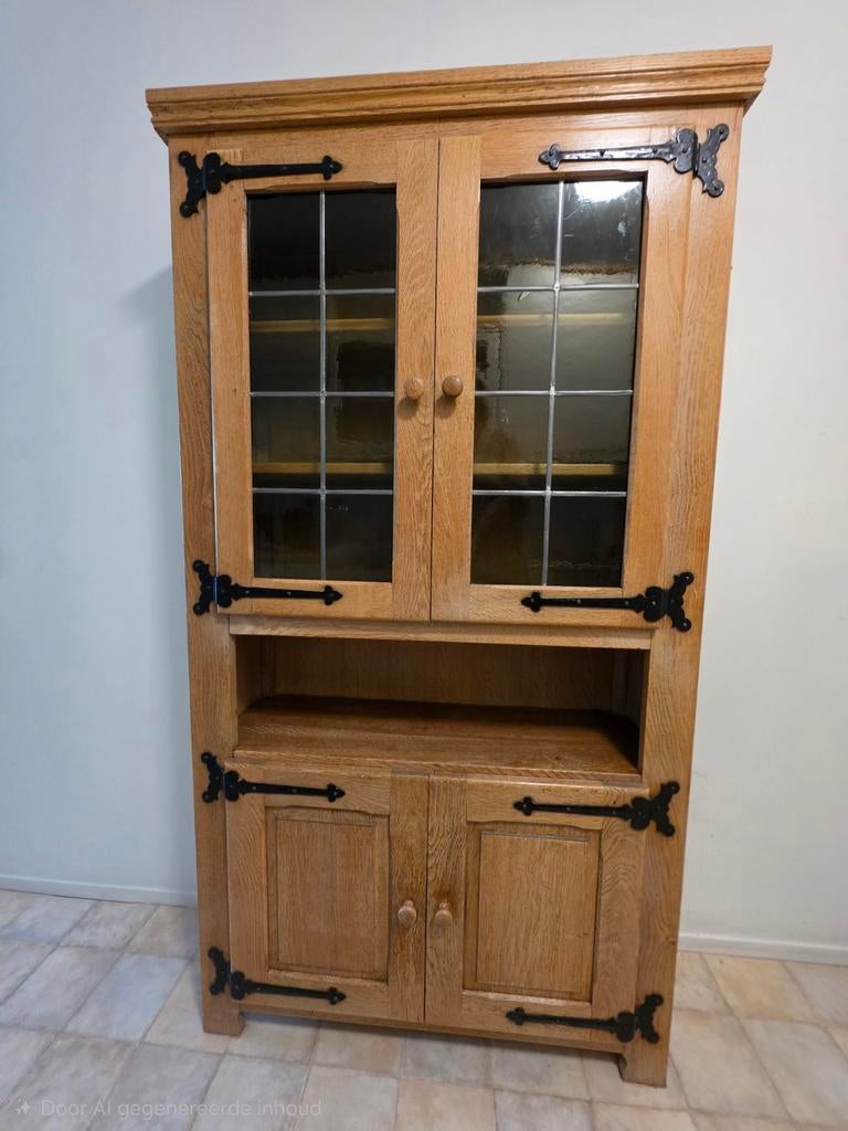 2 Eikenhouten kasten., Huis en Inrichting, Ophalen, Landelijk, Rustiek, 50 tot 100 cm, Glas