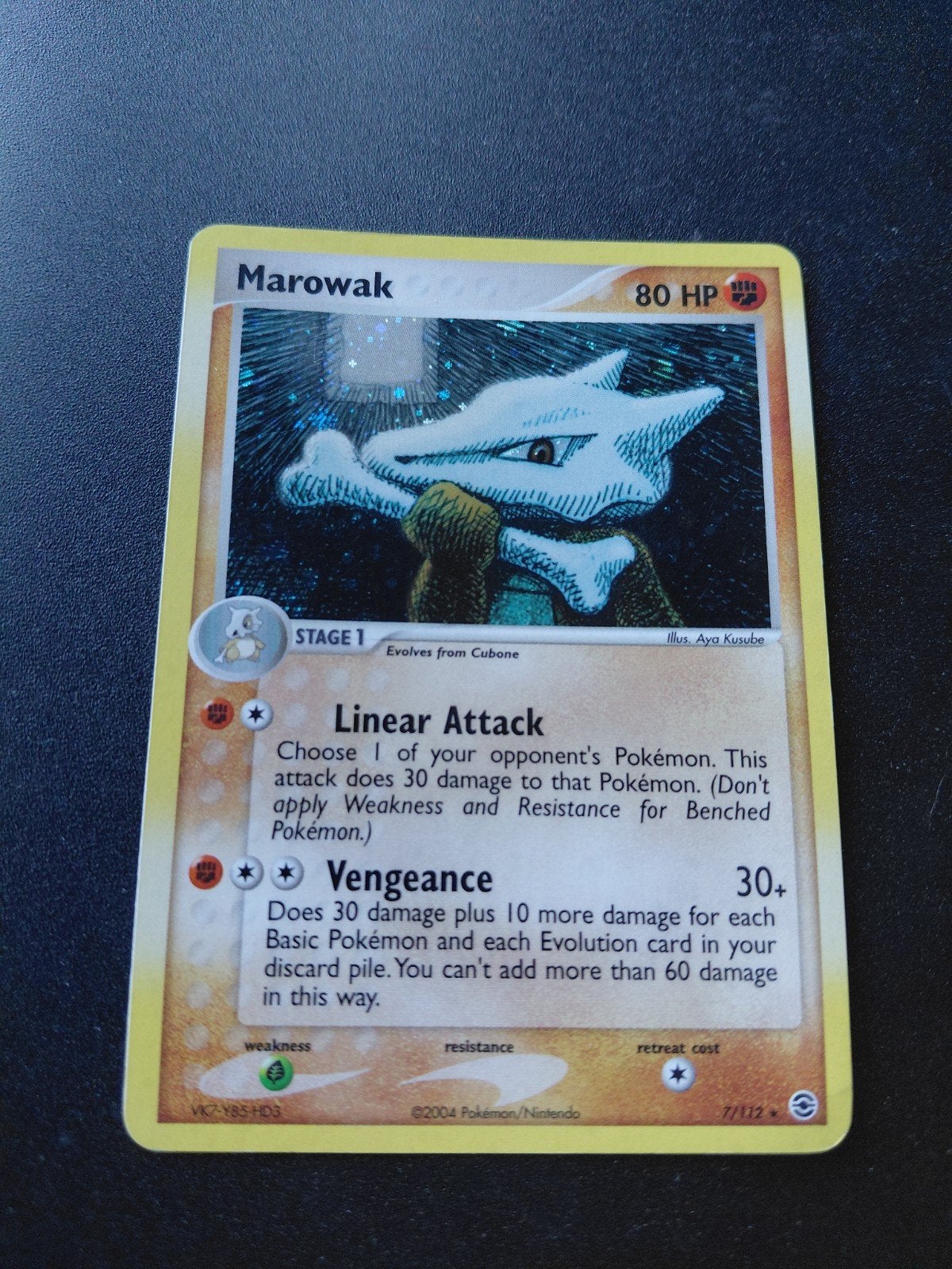 Marowak 7/112 Firered & Leafgreen Pokémon Kaart, Ophalen of Verzenden, Gebruikt, Losse kaart, Foil
