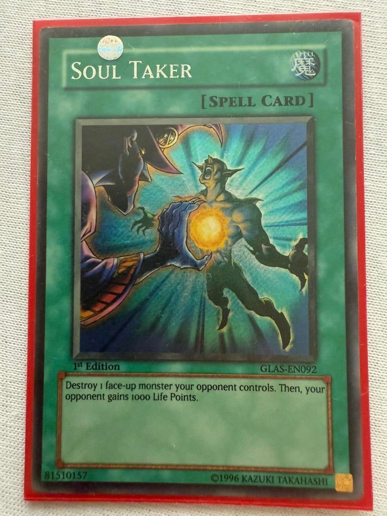 Soul Taker yugioh Secret Rare, Verzenden, Zo goed als nieuw, Losse kaart, Foil