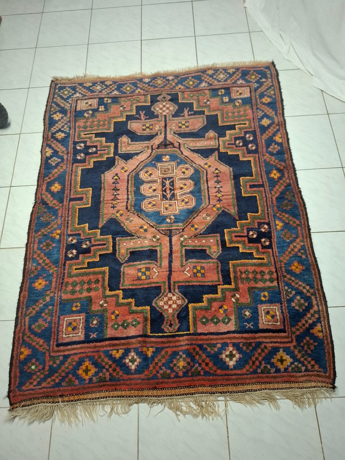 Handgeknoopte wollen tapijt 140x 180, Antiek en Kunst, Ophalen