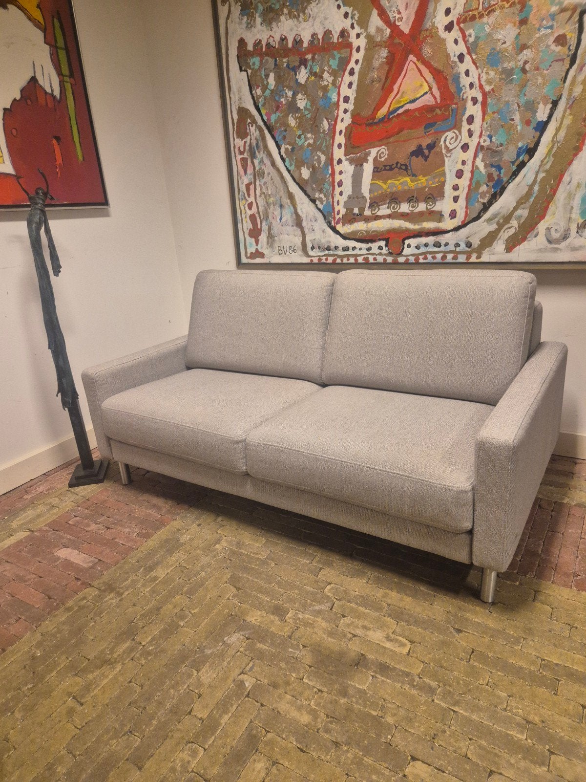 Rolf Benz Cara 2-zitsbank lichtgrijs design, Ophalen, Modern Design, Zo goed als nieuw, Stof