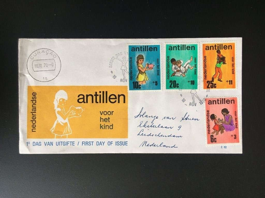 R4-E62 Antillen 1970 - FDC E62 - Kinderzegels - gelopen, Postzegels en Munten, Postzegels | Eerstedagenveloppen, Ophalen of Verzenden