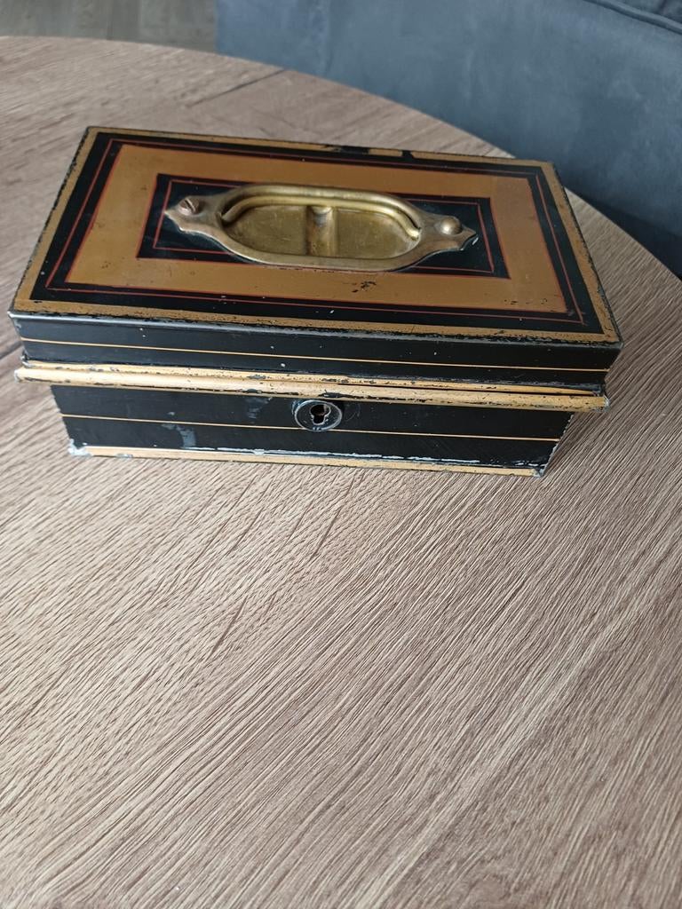 Vintage geldkistje metaal, Ophalen of Verzenden