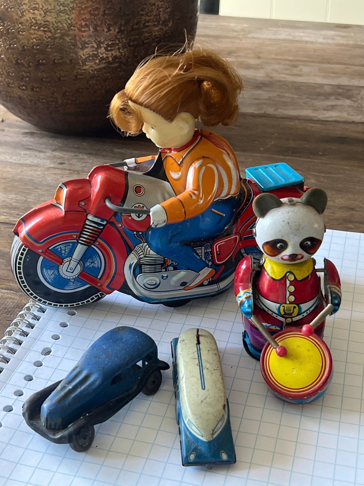 Vintage Blikken Speelgoed Collectie: Motor, Panda, Auto's, Ophalen of Verzenden