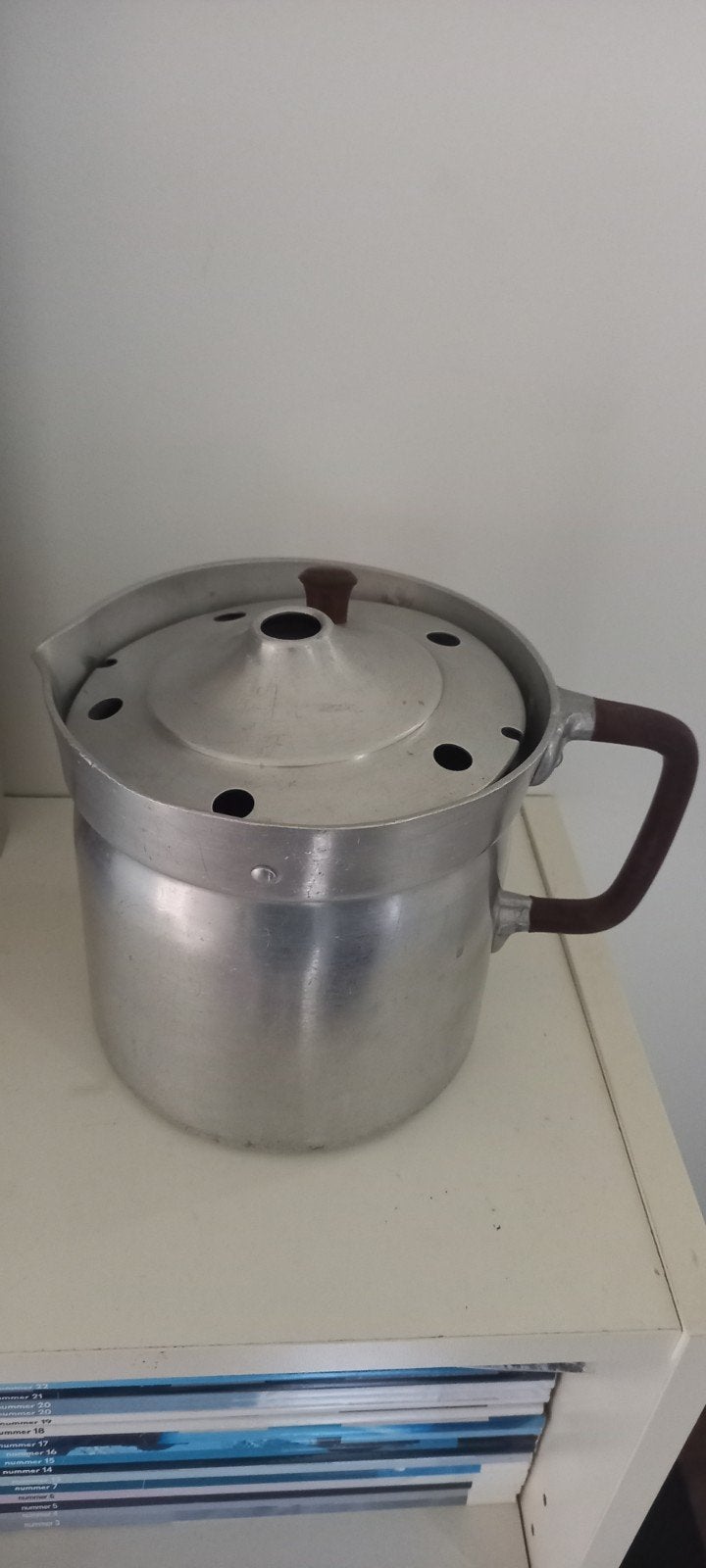 Aluminium vintage melkkoker met overkookdeksel, Ophalen of Verzenden, Gebruikt