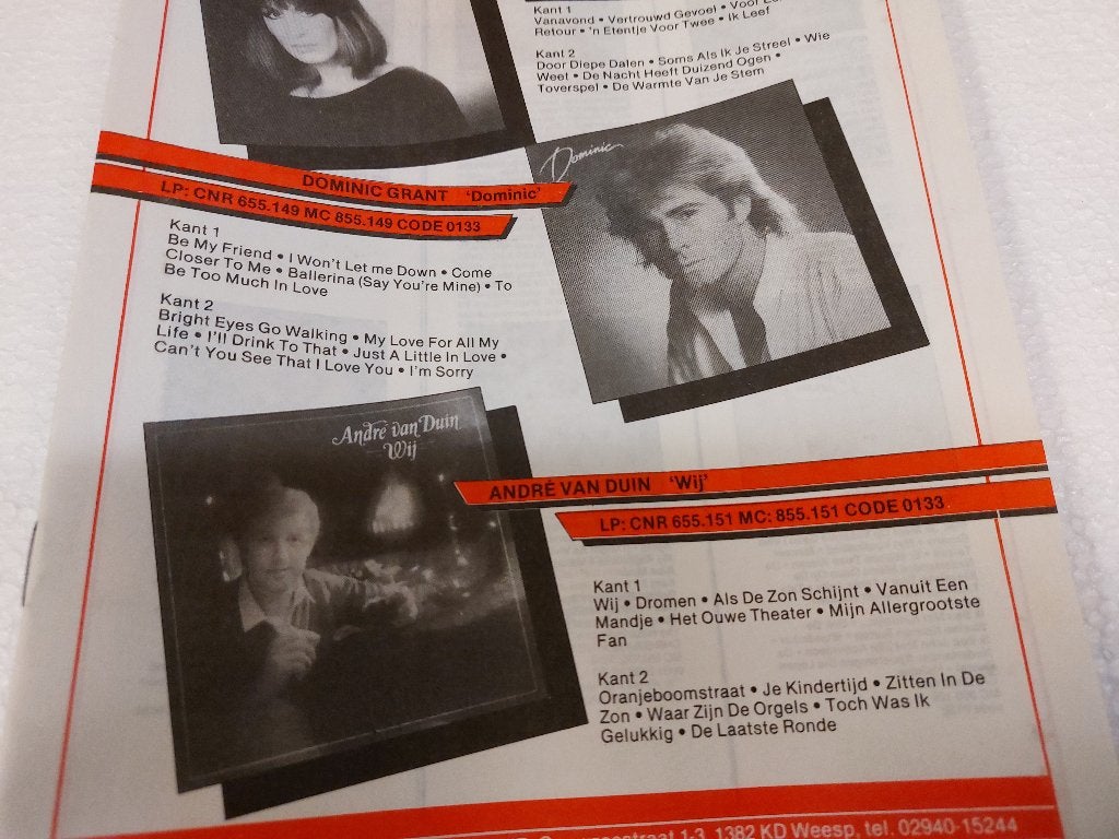 Andre van Duin Golden Earring Dominic Grant PROMO FOLDER CNR, CNR, Ophalen of Verzenden, NvT, Boek, Tijdschrift of Artikel
