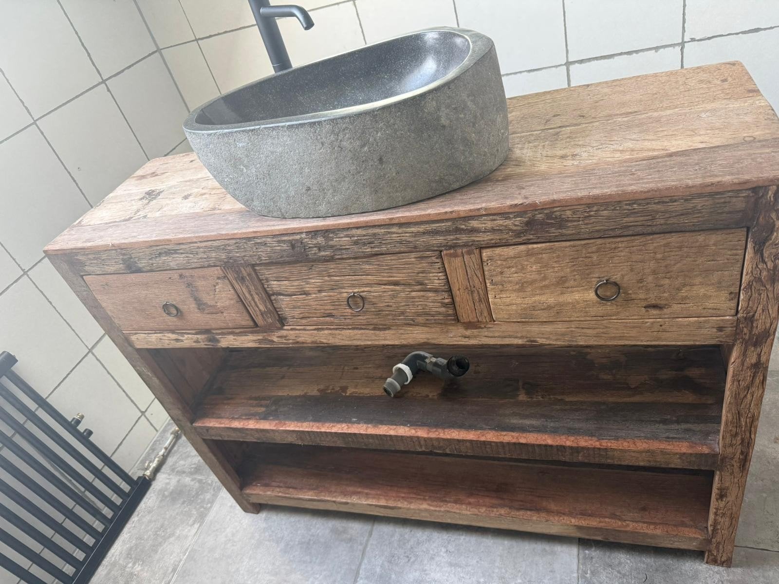 Wastafelkast met wastafel en kraan - 120x37x91 cm, Ophalen, Gebruikt, 100 tot 150 cm, Minder dan 100 cm