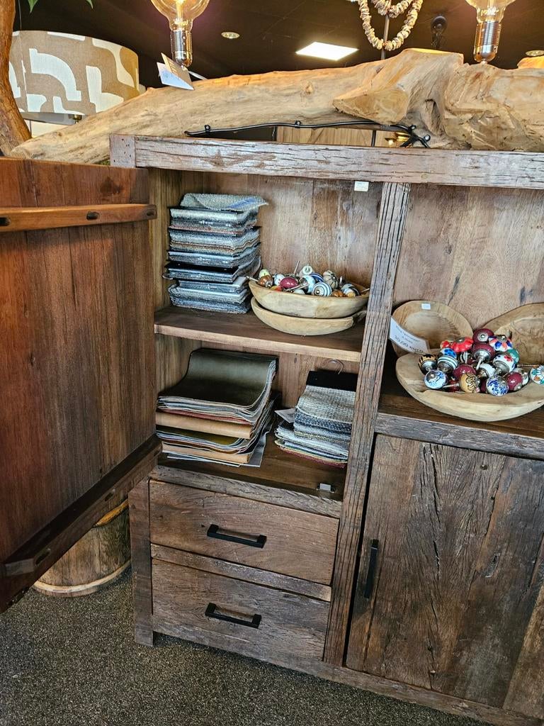 Kabinet oud hout gerecycled  stoer robuust, Ophalen of Verzenden, 25 tot 50 cm, 100 tot 150 cm