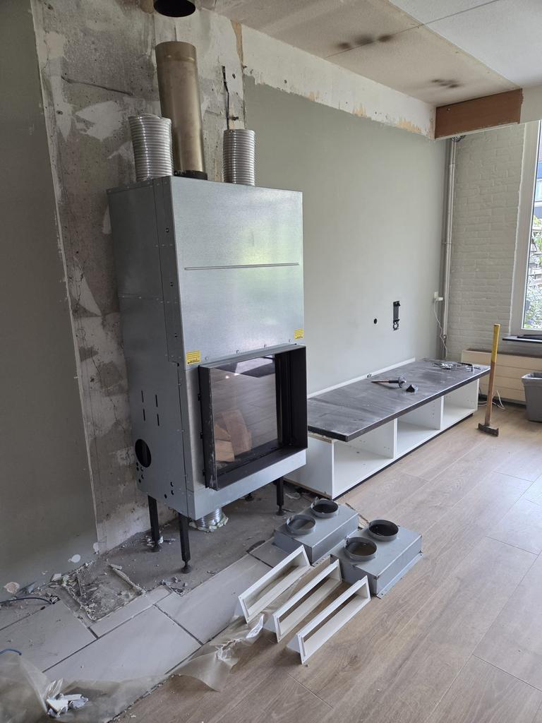 Kalfire Calloptie firefox inbouwhaard, Huis en Inrichting, Haarden, Ophalen, Gebruikt, Houthaard, Inbouwhaard