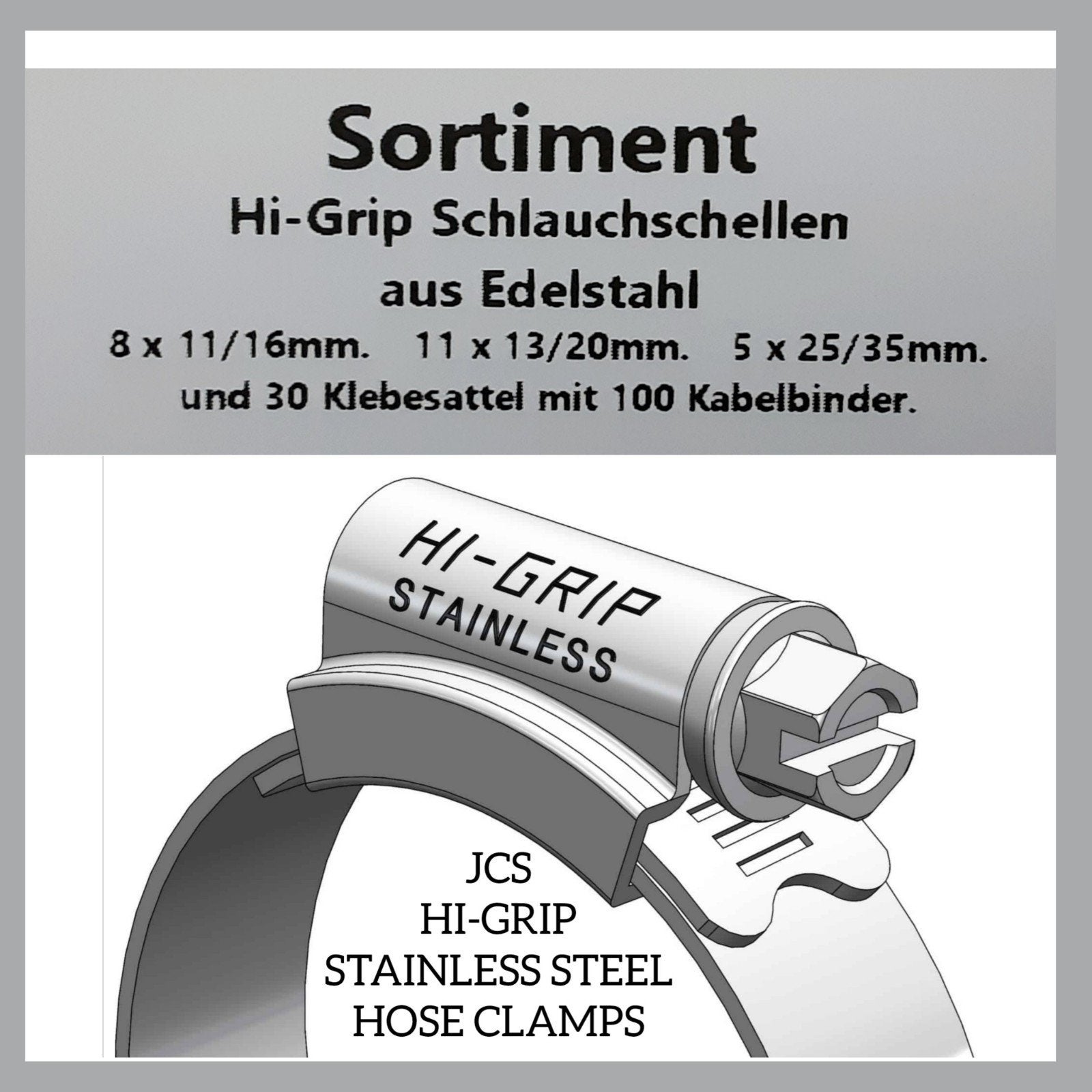 Assortiment Hi-Grip RVS slangklemmen + Ty-Rips en plakzadels, Ophalen of Verzenden, Nieuw