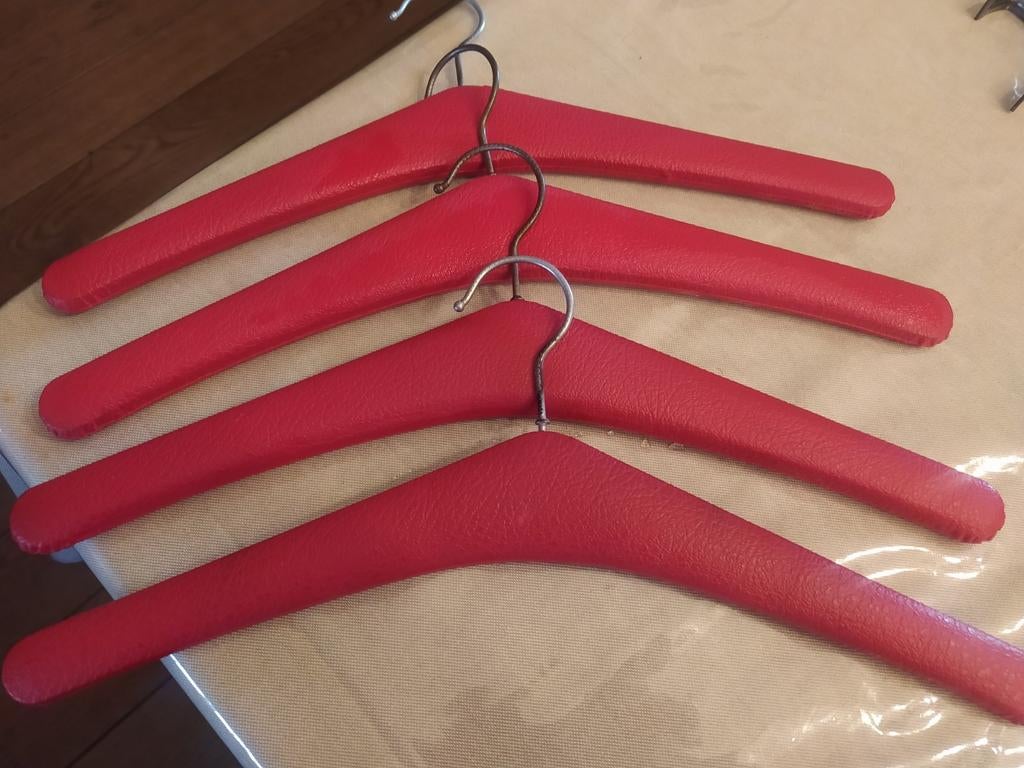 Vintage rode lederen knaapjes (4), Ophalen of Verzenden, Zo goed als nieuw