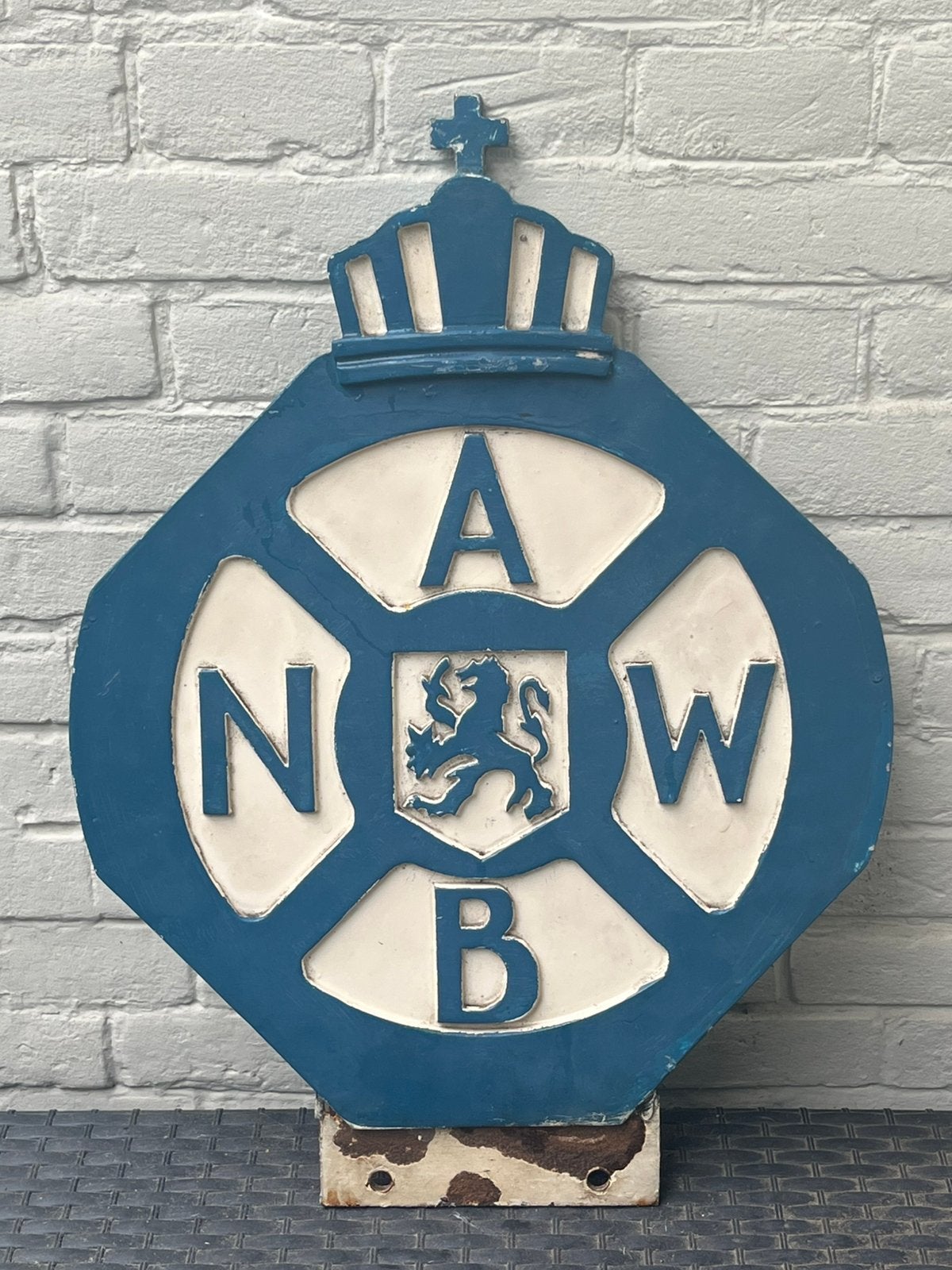 Groot Metalen ANWB reclame en bewegwijzeringsbord wegenwacht, Verzamelen, Verzenden, Gebruikt, Reclamebord