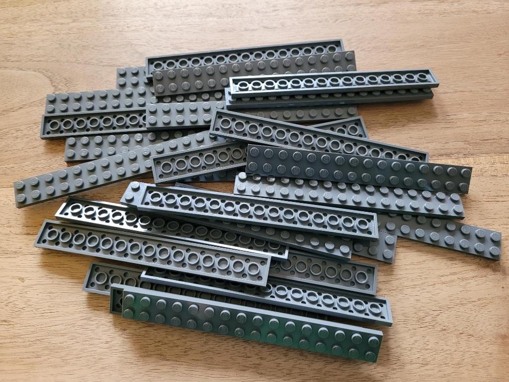 Partij J224=25x Nieuwe Lego plaatjes 2x16 Donker grijs, Lego, Lego, Lego, Nieuw