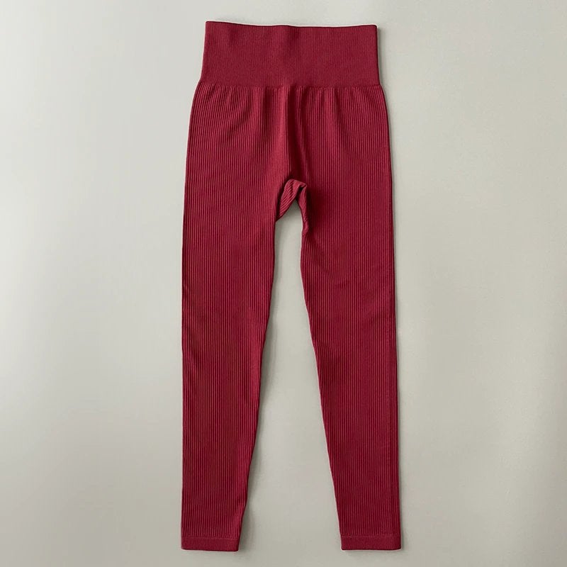 Rode yoga dames ribbroek broek sport fitness stretch legging, Verzenden, Nieuw, Rood, Yoga