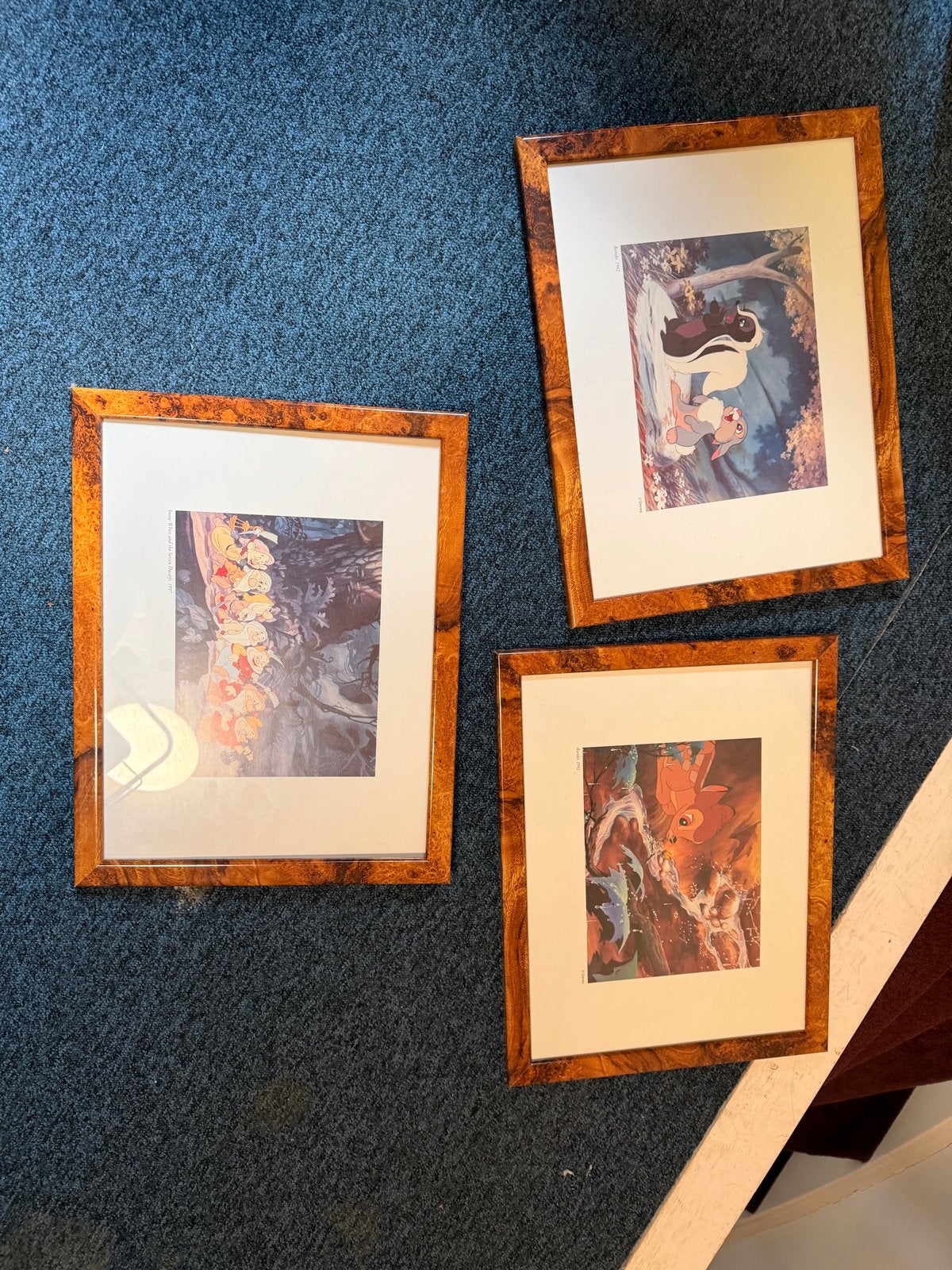 Set van 3 Disney Bambi en Sneeuwwitje ingelijste prints, Ophalen, Minder dan 50 cm, Gebruikt, Print